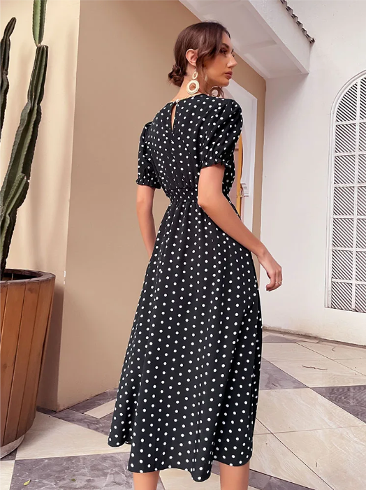 ROBE BOHÈME LONGUE À POIS